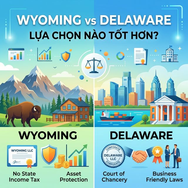 Wyoming vs Delaware: Tiểu Bang Nào Tốt Hơn Cho Người Việt?